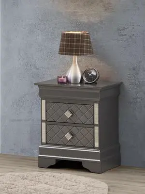 Chic Metallic Black Modern Nightstand Chic Metallic Black Modern Nightstand