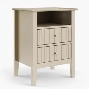 18" Fluted 2-Drawer Nightstand Set Of 2, Modern Beige End Table With Storage 18" Fluted 2-Drawer Nightstand Set Of 2, Modern Beige End Table With Storage
