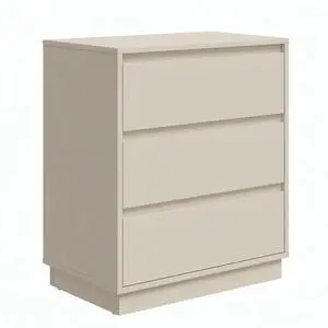 23.6 Inches Width Beige 3 Drawer Modern Nightstand - Large Wood Bedroom Side Table 23.6 Inches Width Beige 3 Drawer Modern Nightstand - Large Wood Bedroom Side Table