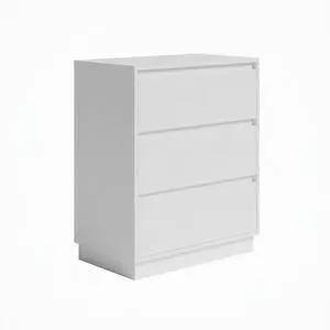 23.6 Width White 3 Drawer Modern Nightstand - Large Wood Bedroom Side Table 23.6 Width White 3 Drawer Modern Nightstand - Large Wood Bedroom Side Table