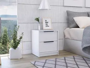Nightstand Cervants, Two Drawers, Metal Handle, White Finish Nightstand Cervants, Two Drawers, Metal Handle, White Finish