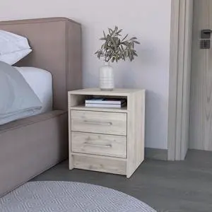 Nightstand Cartiz, Two Drawers, Light Gray Finish Nightstand Cartiz, Two Drawers, Light Gray Finish