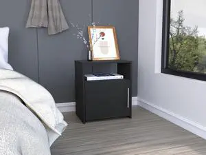 Nightstand Cuarzz, One Cabinet, Black Wengue Finish Nightstand Cuarzz, One Cabinet, Black Wengue Finish