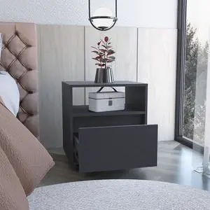 Nightstand Munyochi, One Drawer, Black Wengue Finish Nightstand Munyochi, One Drawer, Black Wengue Finish