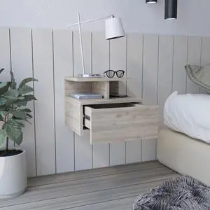 Floating Nightstand Flopini, One Drawer, Light Gray Finish Floating Nightstand Flopini, One Drawer, Light Gray Finish