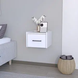Floating Nightstand Calion, Bedroom, White Floating Nightstand Calion, Bedroom, White