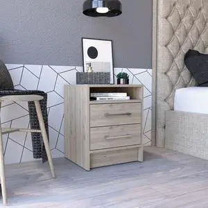 Nightstand 20"H, Two Drawers, Superior Top, Metal Handles, Light Gray Nightstand 20"H, Two Drawers, Superior Top, Metal Handles, Light Gray