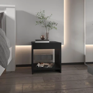 Night Table 16.5"H, 1 Spacious Shelf, Black Night Table 16.5"H, 1 Spacious Shelf, Black