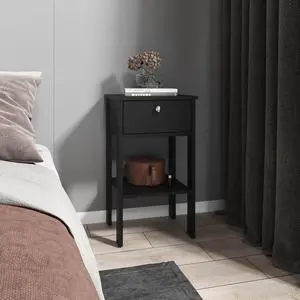 Nightstand, 1 Drawer, 1 Shelf, 4 Legs, Black Wengue Nightstand, 1 Drawer, 1 Shelf, 4 Legs, Black Wengue