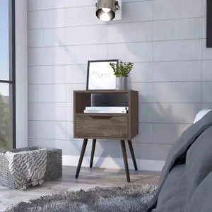 Allie Nightstand, Superior Top, Open Shelf, One Drawer Allie Nightstand, Superior Top, Open Shelf, One Drawer