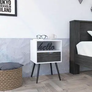 Allie Nightstand, Superior Top, Open Shelf, One Drawer Allie Nightstand, Superior Top, Open Shelf, One Drawer