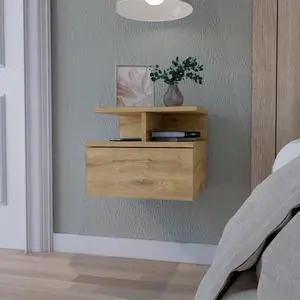 Augusta Floating Nightstand with 2-Tier Shelf and 1-Drawer Augusta Floating Nightstand with 2-Tier Shelf and 1-Drawer