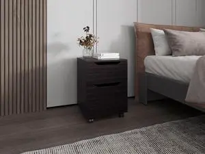 Ocala Set Of 2 Nightstands: Modern Bed Set With Storage Drawer & Shelf, Wenge Ocala Set Of 2 Nightstands: Modern Bed Set With Storage Drawer & Shelf, Wenge