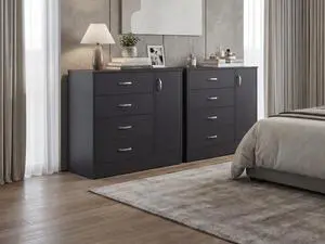 Lund Set Of 2 Dressers, Minimalist Modern Style, High Capacity Bedroom Storage Furniture,Wenge Lund Set Of 2 Dressers, Minimalist Modern Style, High Capacity Bedroom Storage Furniture,Wenge
