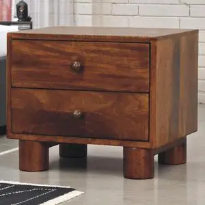 Solid Wood Tula Chestnut Nightstand, 2-Drawers, Brown Solid Wood Tula Chestnut Nightstand, 2-Drawers, Brown
