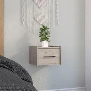 Boa Floating Nightstand , End Table, Side Table Wall-Mounted Single Drawer Design With Handle- Light Grey - Bedroom Boa Floating Nightstand , End Table, Side Table Wall-Mounted Single Drawer Design With Handle- Light Grey - Bedroom