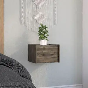 Boa Floating Nightstand , End Table, Side Table Wall-Mounted Single Drawer Design With Handle- Dark Brown - Bedroom Boa Floating Nightstand , End Table, Side Table Wall-Mounted Single Drawer Design With Handle- Dark Brown - Bedroom