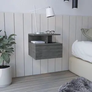 Adele Floating Nightstand With Drawer And Open Storage Shelves Adele Floating Nightstand With Drawer And Open Storage Shelves