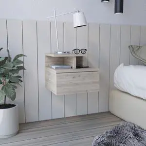 Adele Floating Nightstand With Drawer And Open Storage Shelves Adele Floating Nightstand With Drawer And Open Storage Shelves