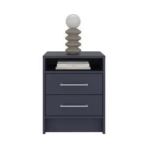 Eter Nightstand With Two Drawers And One Open Storage Shelf, Modern Bedroom Storage Eter Nightstand With Two Drawers And One Open Storage Shelf, Modern Bedroom Storage