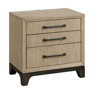 Brown 3-Drawer Nightstand With Usb Brown 3-Drawer Nightstand With Usb