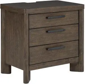 Dark Oak 3-Drawer Nightstand With Usb Dark Oak 3-Drawer Nightstand With Usb
