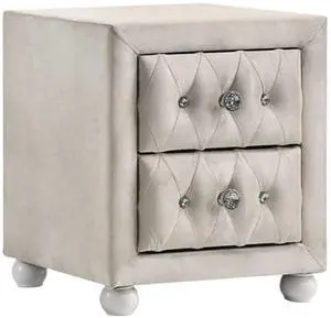 Reggie Beige Fabric Nightstand Reggie Beige Fabric Nightstand