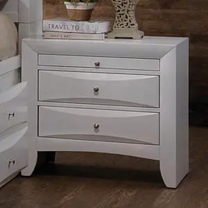 1Pc White Finish Nightstand With Two Storage Drawers And Pull Out Tray Wooden Bedroom Furniture 1Pc White Finish Nightstand With Two Storage Drawers And Pull Out Tray Wooden Bedroom Furniture