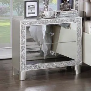 Glam Style Bedroom Furniture 1Pc Nightstand With 2X Drawers Mirrored Front Champagne Finish Glam Style Bedroom Furniture 1Pc Nightstand With 2X Drawers Mirrored Front Champagne Finish