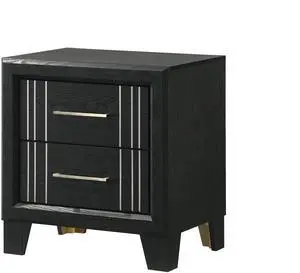 1Pc Contemporary Two-Drawers Nightstand Bed Side Cabinet Wooden Furniture Charcoal Color 1Pc Contemporary Two-Drawers Nightstand Bed Side Cabinet Wooden Furniture Charcoal Color