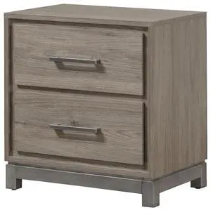 1Pc Contemporary 2-Drawer Storage Nightstand Metal Handle Grey Oak Finish 1Pc Contemporary 2-Drawer Storage Nightstand Metal Handle Grey Oak Finish