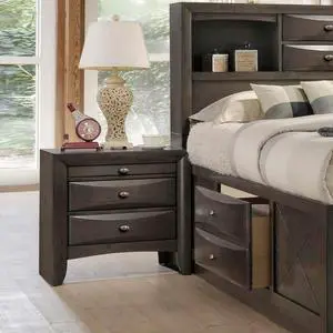Gray Simple Contemporary 1Pc Nightstand Solid Wood Bedside Table Knob Pulls 2-Drawers Bedside Table Gray Simple Contemporary 1Pc Nightstand Solid Wood Bedside Table Knob Pulls 2-Drawers Bedside Table