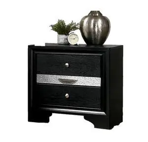 Contemporary Black 1Pc Nightstand Nickle Round Knob Handles English Dovetails Hidden Drawer Bedside Table Contemporary Black 1Pc Nightstand Nickle Round Knob Handles English Dovetails Hidden Drawer Bedside Table