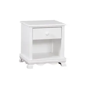 Contemporary White 1Pc Nightstand Knob Handles Solidwood 1-Drawers Bedside Table Storage Shelves Contemporary White 1Pc Nightstand Knob Handles Solidwood 1-Drawers Bedside Table Storage Shelves