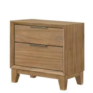 1Pc Contemporary 2-Drawer Nightstand Natural Wood Finish Wooden Furniture 1Pc Contemporary 2-Drawer Nightstand Natural Wood Finish Wooden Furniture