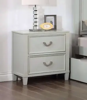 Transitional Gray 1pc Nightstand Dovetail Drawers Solid wood Bedside Table Chrome Hanging Pulls Transitional Gray 1pc Nightstand Dovetail Drawers Solid wood Bedside Table Chrome Hanging Pulls
