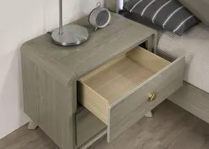 Contemporary Style Nightstand Tapered Legs English Dovetail Drawer Metal Glides Gray Finish Bedroom Furniture Contemporary Style Nightstand Tapered Legs English Dovetail Drawer Metal Glides Gray Finish Bedroom Furniture