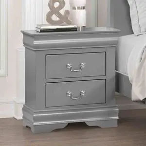 Gray Finish Nightstand 1Pc Bracket Legs Dovetail Drawers Hanging Handles Transitional White Finish Bedroom Furniture Gray Finish Nightstand 1Pc Bracket Legs Dovetail Drawers Hanging Handles Transitional White Finish Bedroom Furniture