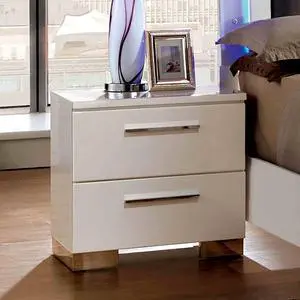 Contemporary Style 1Pc Nightstand English Dovetail Drawers Lacquer Coating Chrome Handles And Legs Glossy White Finish Bedroom Furniture Contemporary Style 1Pc Nightstand English Dovetail Drawers Lacquer Coating Chrome Handles And Legs Glossy White Finish Bedroom Furniture