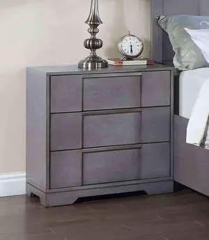 Contemporary Style 1Pc Nightstand Nickel Finger Pulls Dovetail Drawers Ball Bearing Glide Gray Finish Bedroom Furniture Contemporary Style 1Pc Nightstand Nickel Finger Pulls Dovetail Drawers Ball Bearing Glide Gray Finish Bedroom Furniture