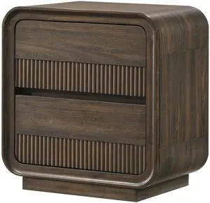 Mid-century Flair Rounded Edges 1pc Nightstand Warm Wood Finish Two Drawer Storage Wooden Bedroom Furniture Mid-century Flair Rounded Edges 1pc Nightstand Warm Wood Finish Two Drawer Storage Wooden Bedroom Furniture