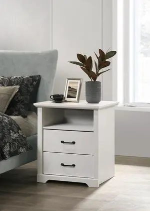 Elettra 22"W White 2-Drawer Nightstand Bedside Table With Usb Charging Ports Elettra 22"W White 2-Drawer Nightstand Bedside Table With Usb Charging Ports