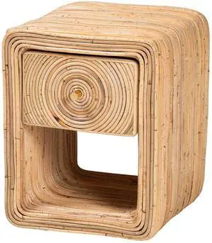 Bohemian Natural Rattan 1-Drawer Nightstand Bohemian Natural Rattan 1-Drawer Nightstand