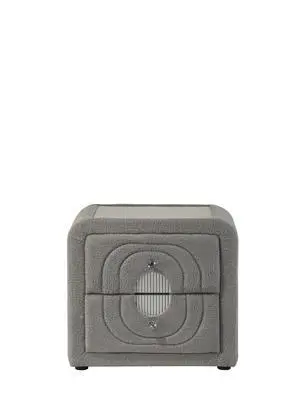 Shelyn Gray Teddy Sherpa & Chrome Nightstand Shelyn Gray Teddy Sherpa & Chrome Nightstand