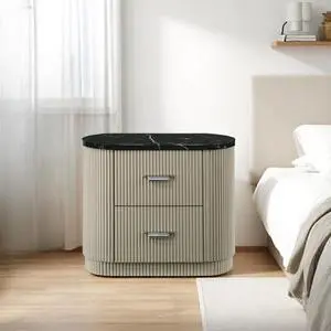 Travonte Gray Linen & Beige Nightstand Travonte Gray Linen & Beige Nightstand