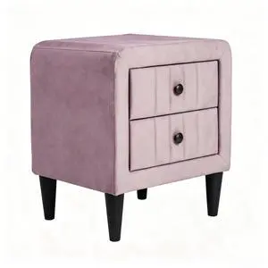 Modern Light Pink Velvet Nightstand With 2 Drawers, Upholstered Bedside Table, Stylish Accent End Table For Bedroom, 20" Wide Modern Light Pink Velvet Nightstand With 2 Drawers, Upholstered Bedside Table, Stylish Accent End Table For Bedroom, 20" Wide