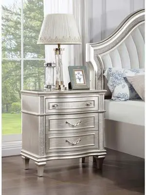 Evangeline Silver Oak 3-Drawer Nightstand Evangeline Silver Oak 3-Drawer Nightstand