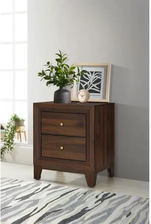 Anza Walnut 2-Drawer Nightstand Bedside Table Anza Walnut 2-Drawer Nightstand Bedside Table