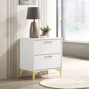 White And Gold 2-Drawer Rectangular Nightstand White And Gold 2-Drawer Rectangular Nightstand