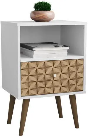 Nightstand In Natural And White Nightstand In Natural And White